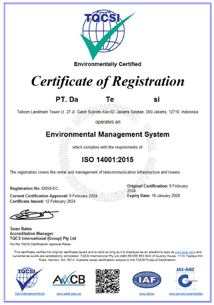 Contoh Sertifikat ISO 14001:2015 - 1