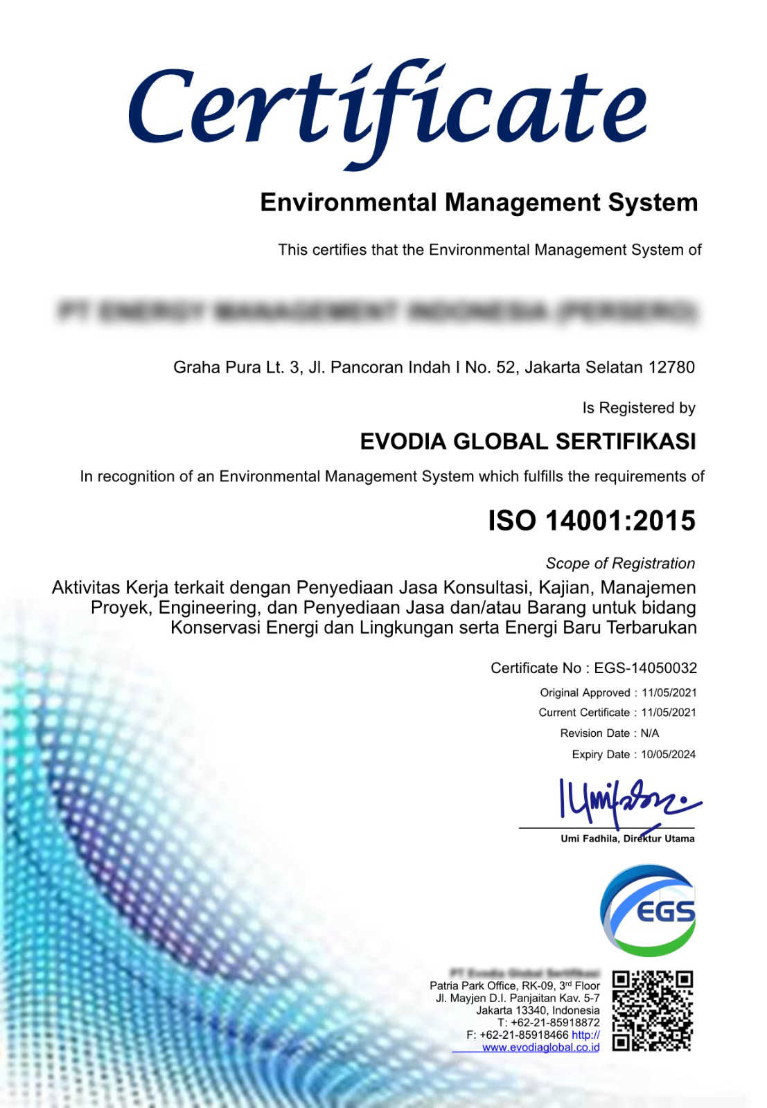 Contoh Sertifikat ISO 14001:2015 - 5
