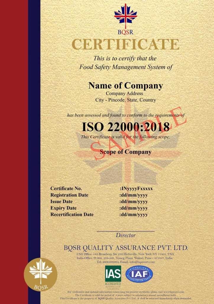 Contoh Sertifikat ISO 22001:2015 - 2