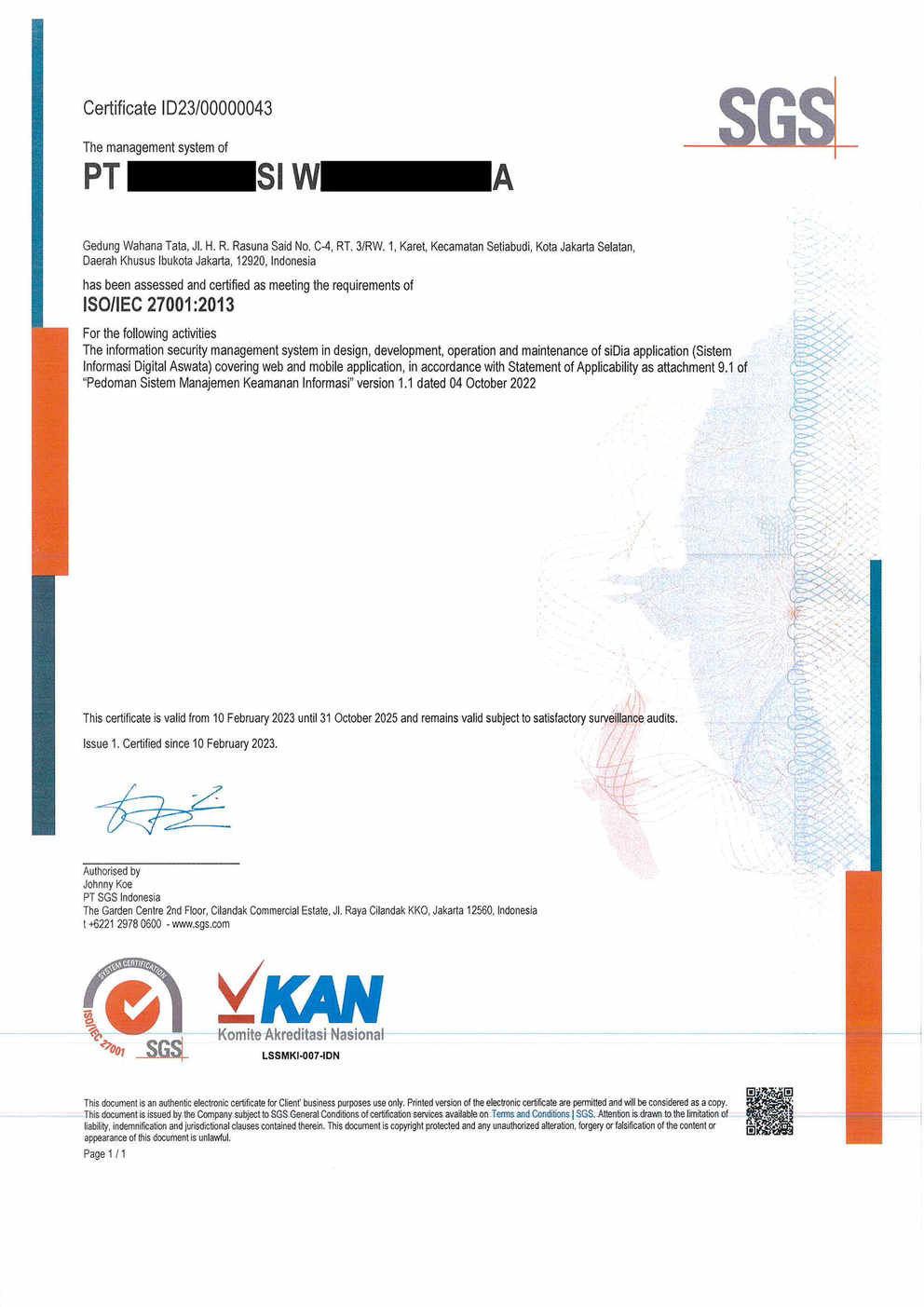 Contoh Sertifikat ISO 27001:2022 - 3