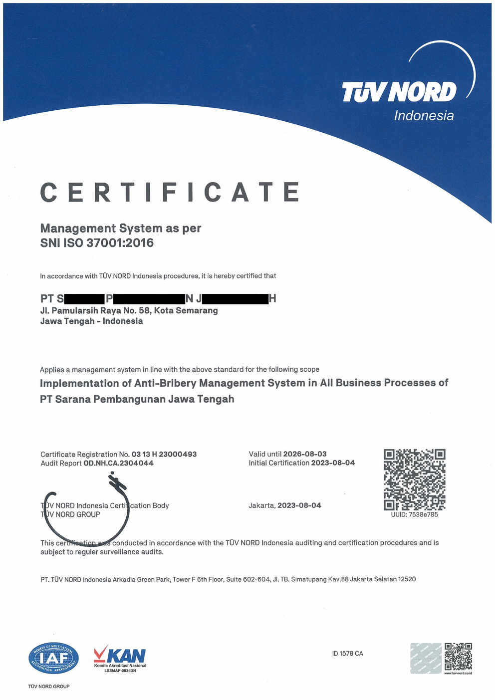 Contoh Sertifikat ISO 37001:2016 - 3