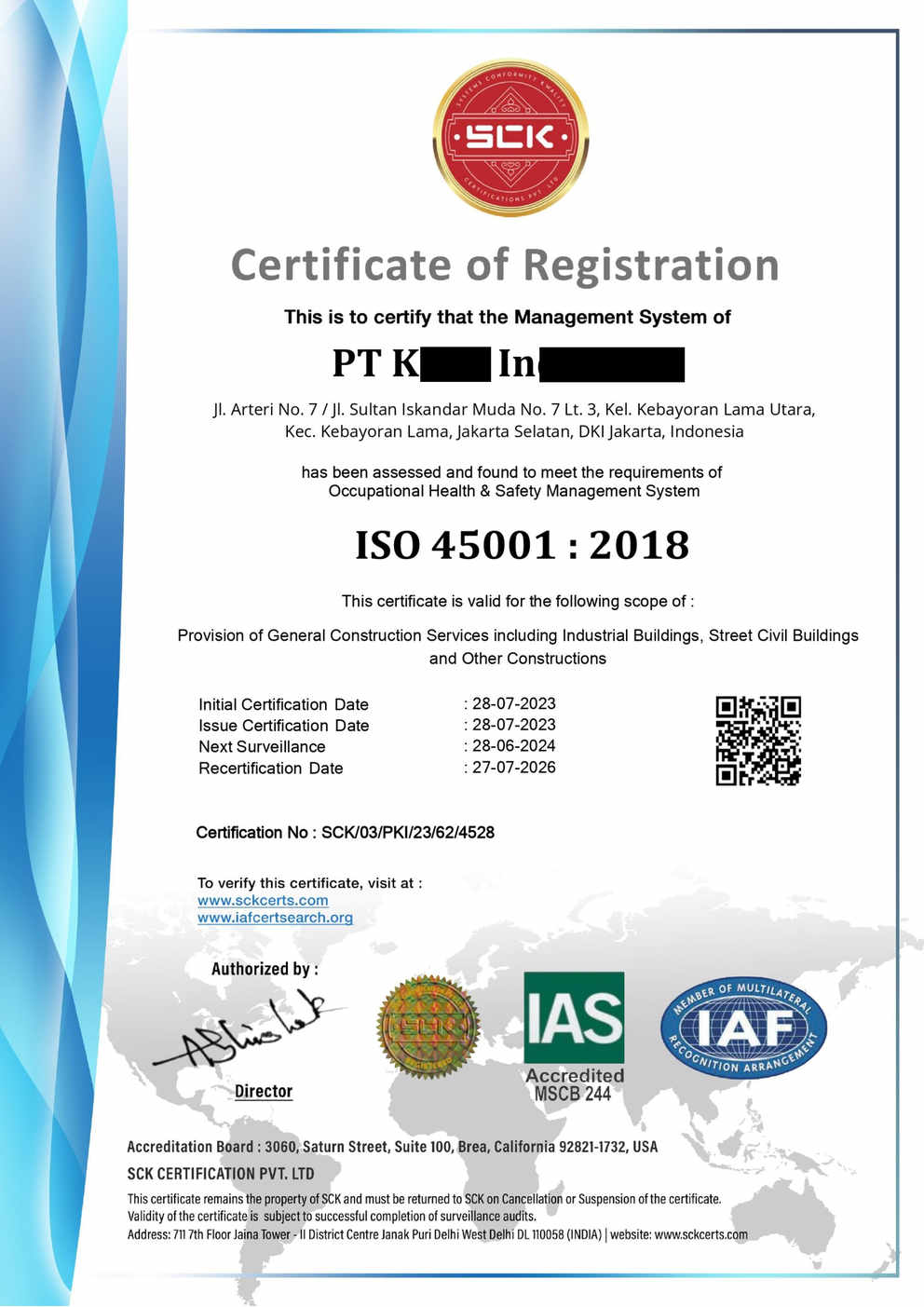 Contoh Sertifikat ISO 45001:2018 - 3