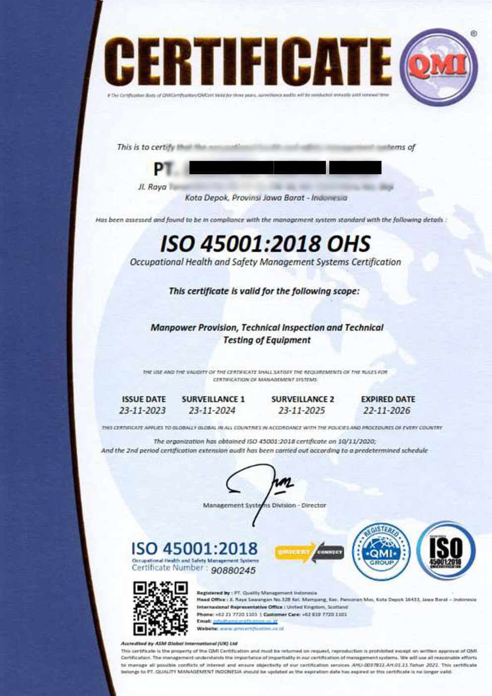 Contoh Sertifikat ISO 45001:2018 - 4